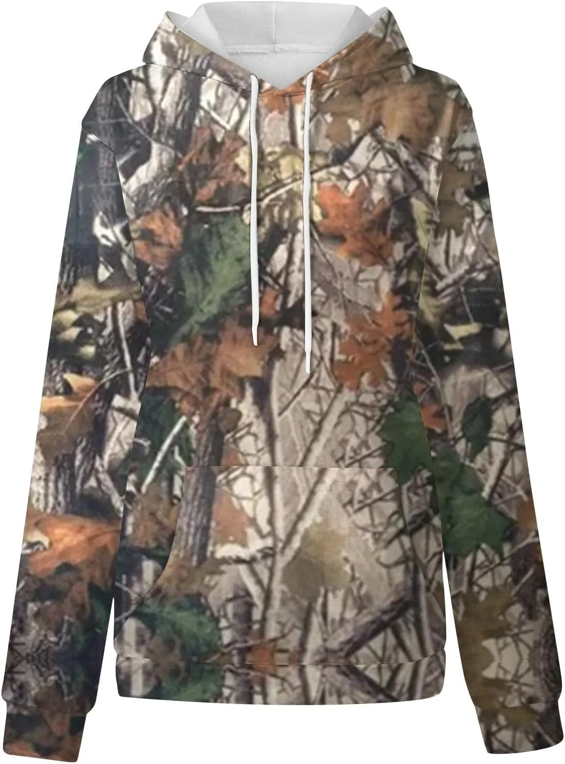 Womens Sweatshirts Trendy Camo Hoodie Maple-Leaf Print Hooded Long Sleeve Tops with Pocket Fall Clothes