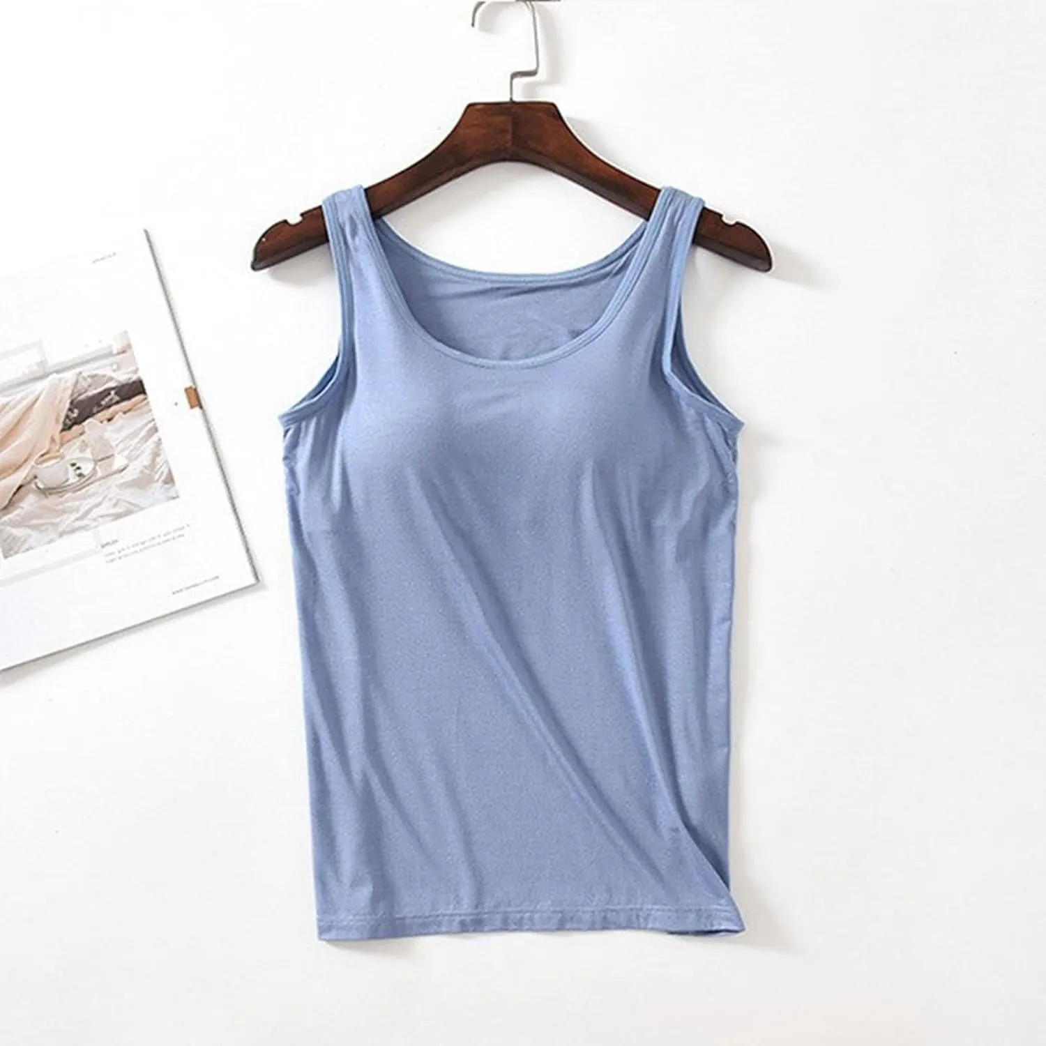 Womens Tank Tops with Built in Bra Camisole Yoga Bra Workout Shirts Basic Padded Cotton Undershirt 2025 Summer