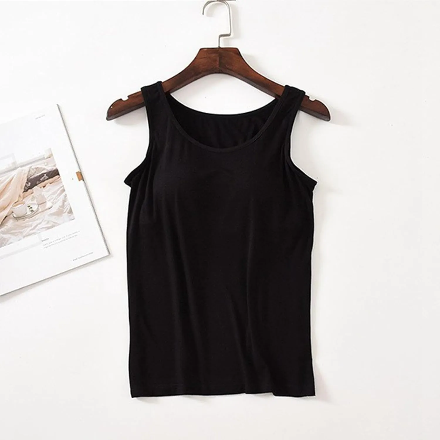 Womens Tank Tops with Built in Bra Camisole Yoga Bra Workout Shirts Basic Padded Cotton Undershirt 2025 Summer