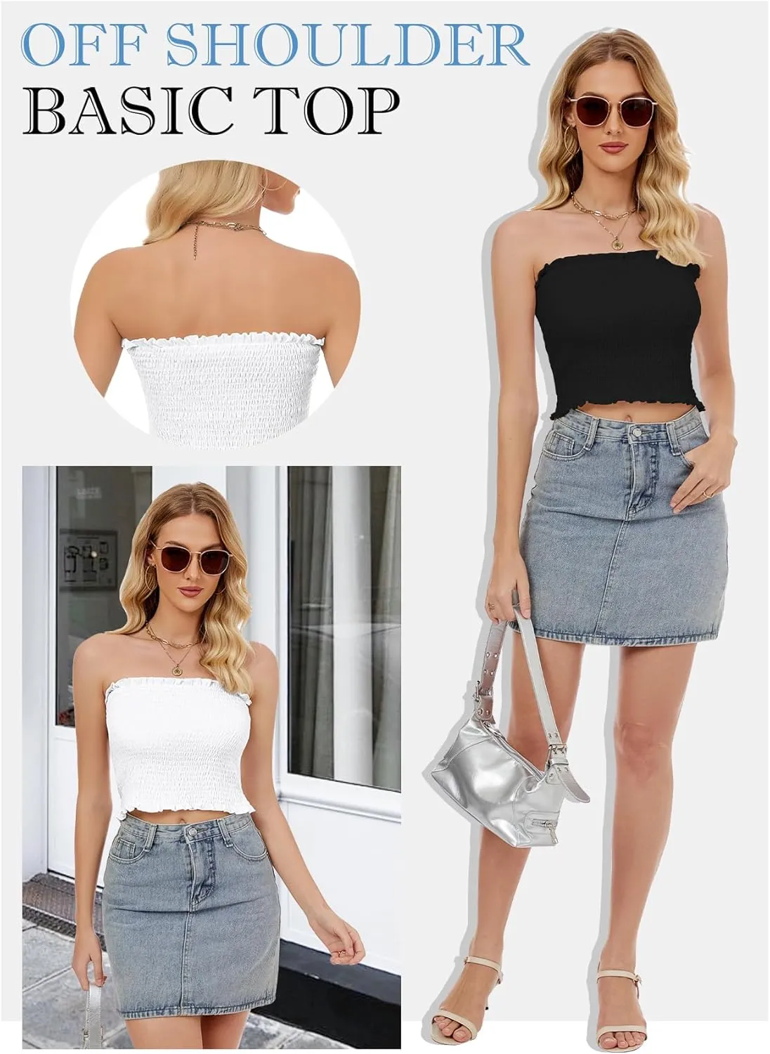 Womens Tube Top Summer Strapless Crop Tops Basic Tank Casual Sleeveless Shirt