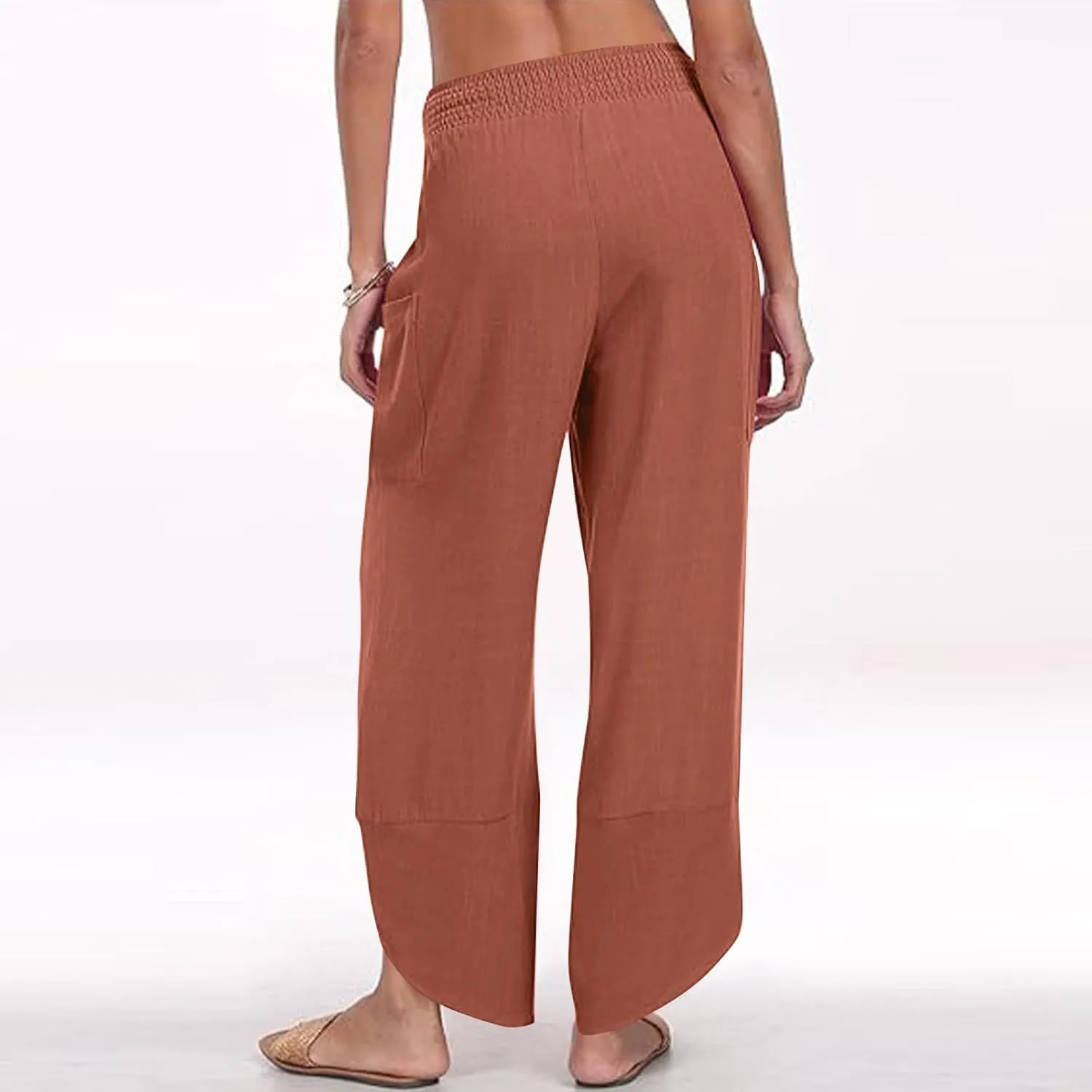 Women's Wide Leg Palazzo Capri Pants Summer Casual Loose High Waisted Lounge Capris Flowy Cropped Beach Work Trousers