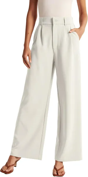 Womens Wide Leg Pants High Waisted Business Casual Summer Dress Pants Palazzo Long Work Trousers with Pockets