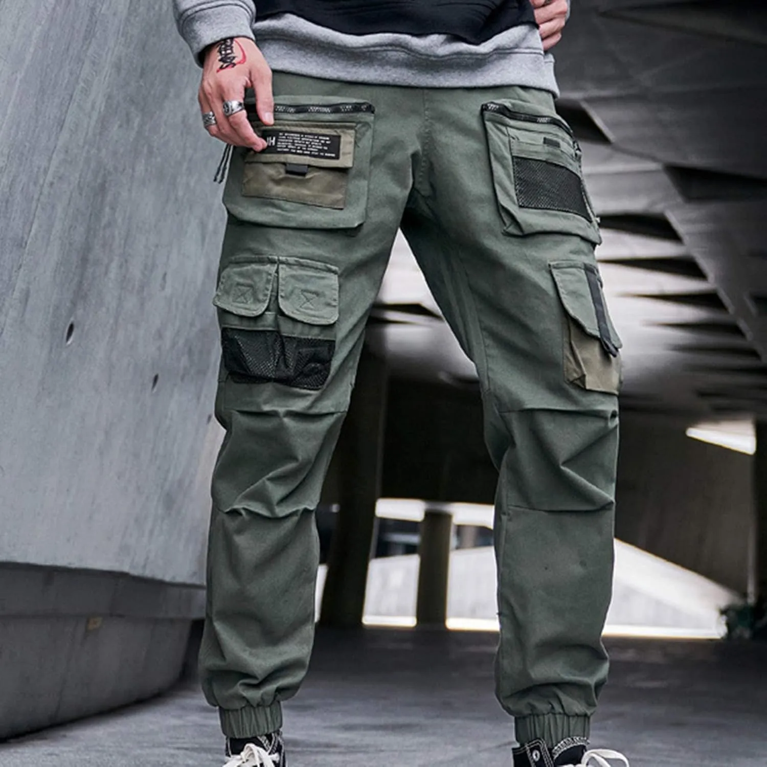 XYXIONGMAO Multi-Pocket Loose Overalls Casual Functional Trousers Cargo Joggers Techwear Harem Hip Hop Pants for Men