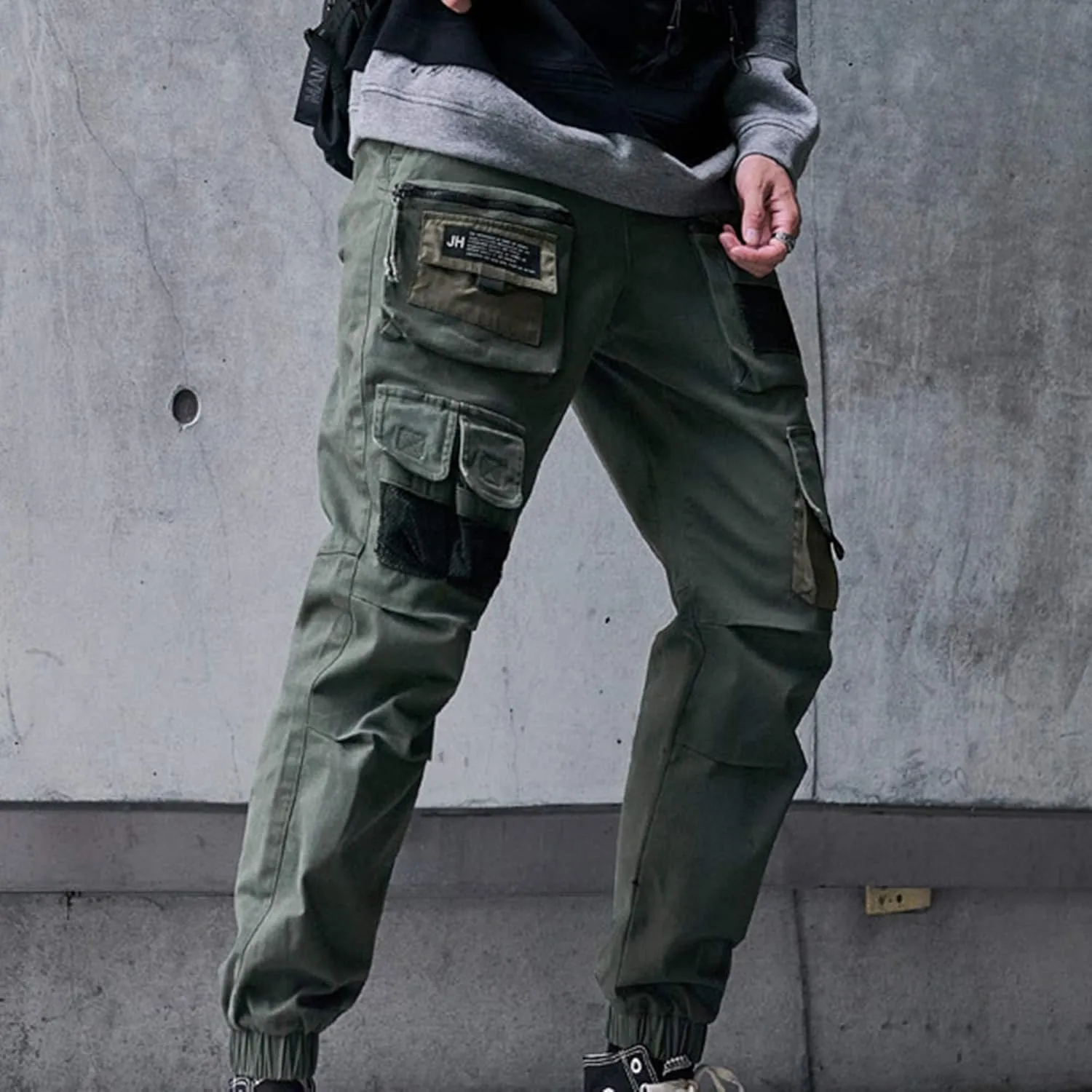 XYXIONGMAO Multi-Pocket Loose Overalls Casual Functional Trousers Cargo Joggers Techwear Harem Hip Hop Pants for Men
