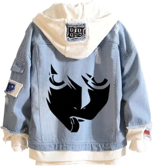 Yagami Light Jeans Jacket Anime Deathnotes Amane Cosplay Denim Jacket Hoodie Casual Ripped Novelty Coat for Unisex