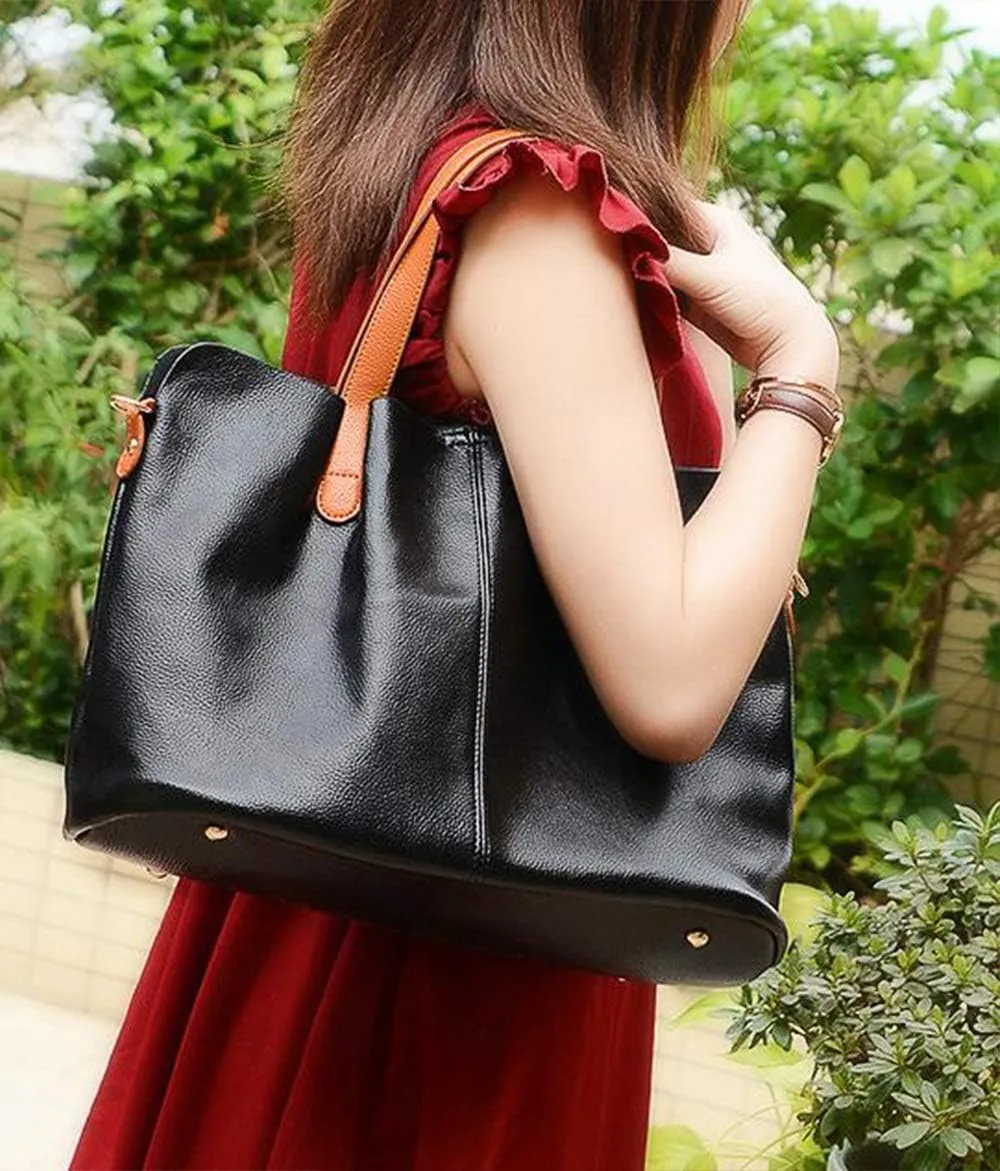 YAQUNICER Women PU Leather Handbags Tote Shoulder Crossbody Bags Top Satchel Purses
