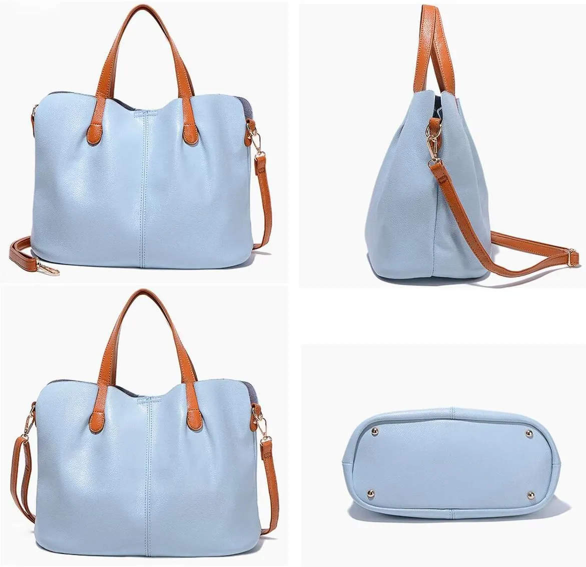 YAQUNICER Women PU Leather Handbags Tote Shoulder Crossbody Bags Top Satchel Purses