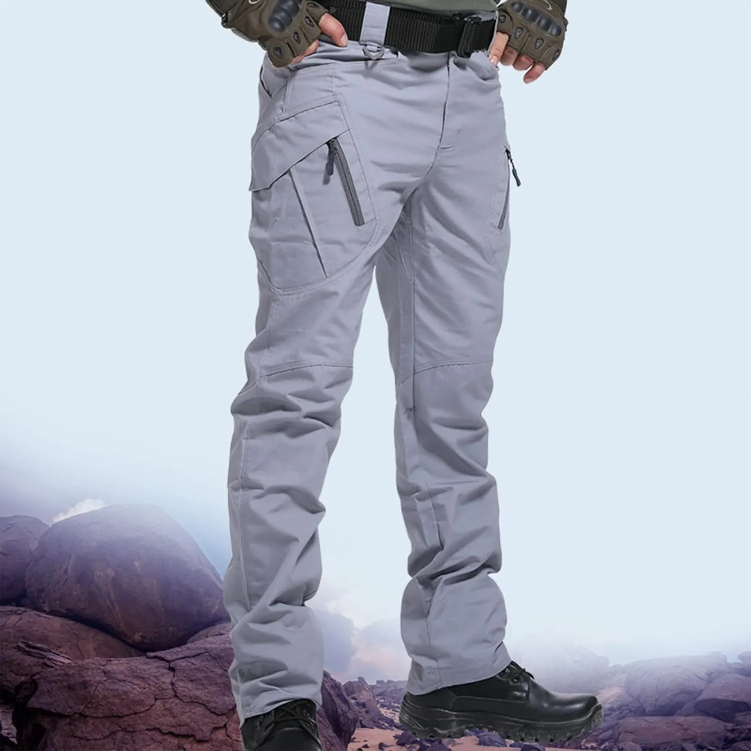 yardsong Mens Hiking Cargo Pants Business Casual Slim Fit Outdoor Pants Fishing Camping Travel Trousers with Pockets