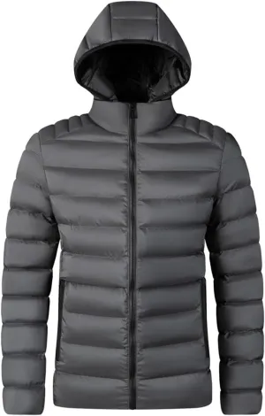 Yeuyyben Fashion Casual Thick Warm Men's Winter Outwear Cotton-Padded Jacket Solid Color Hooded Coat Pockets Men's