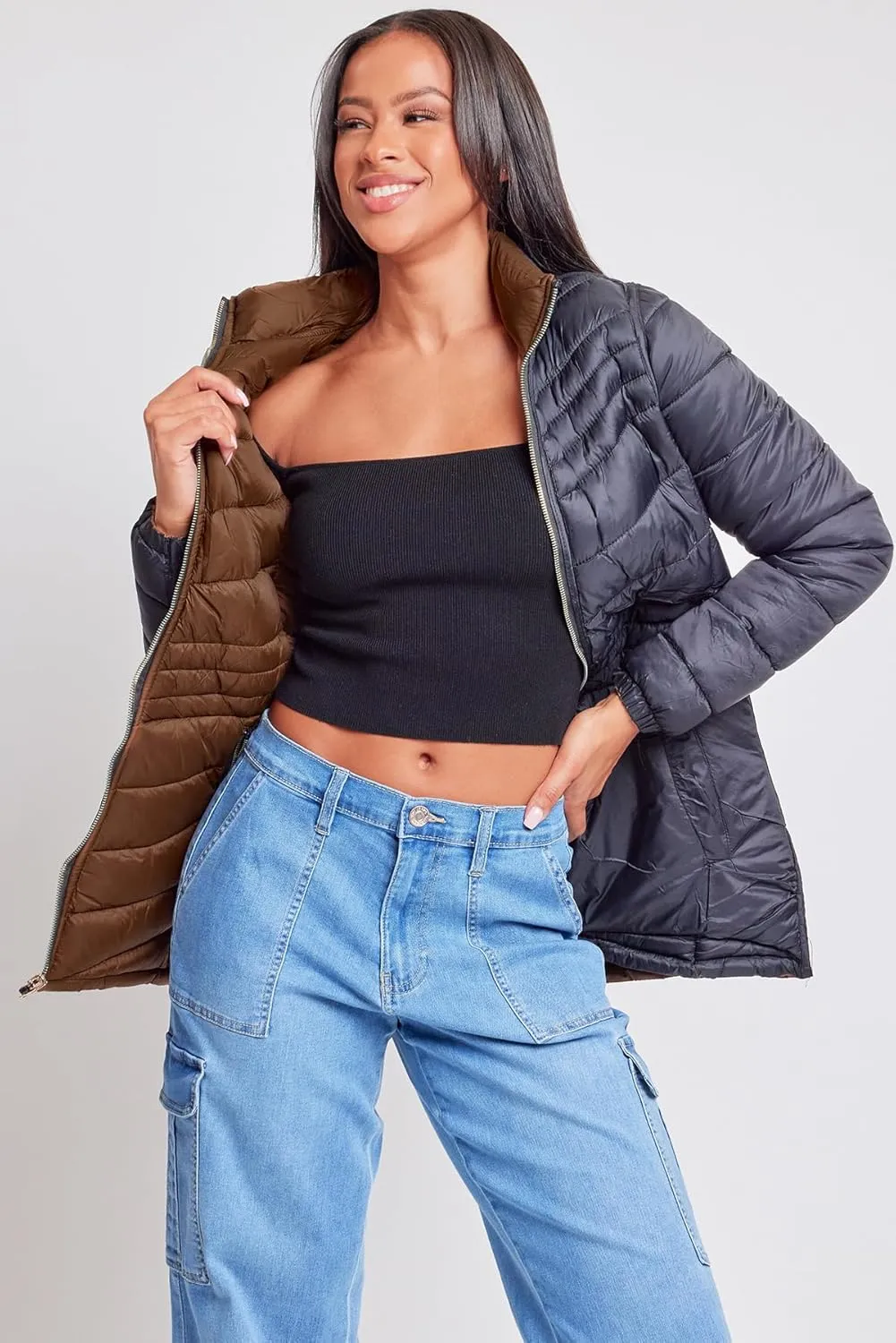 YMI Jeans Women's Winter Reversible Puffer Jacket