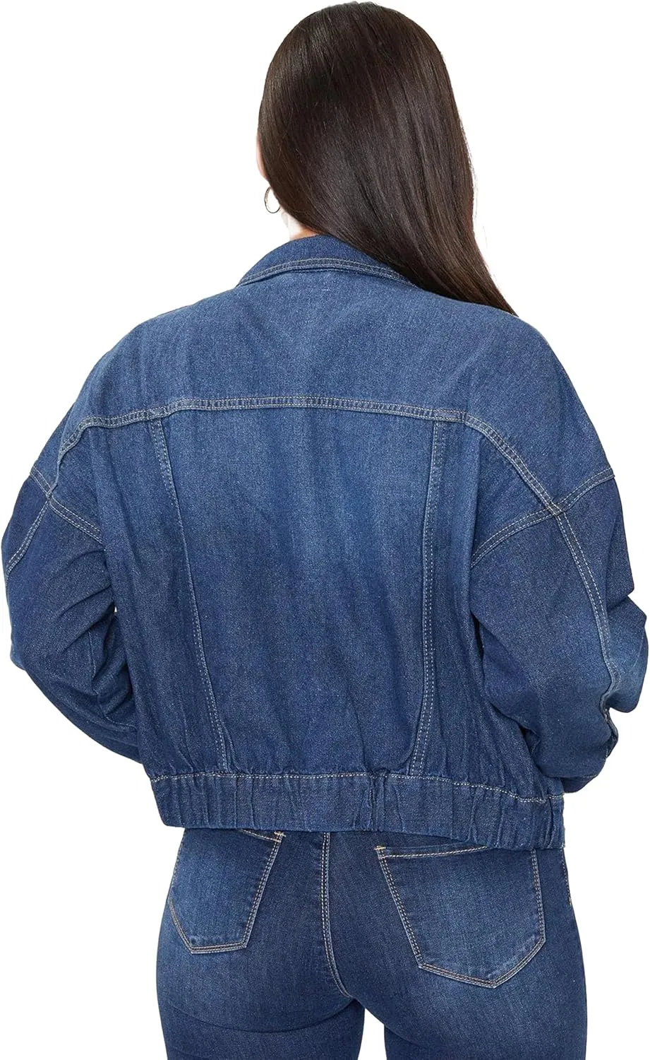 YMI Women's Junior 80's Denim Oversized Jacket