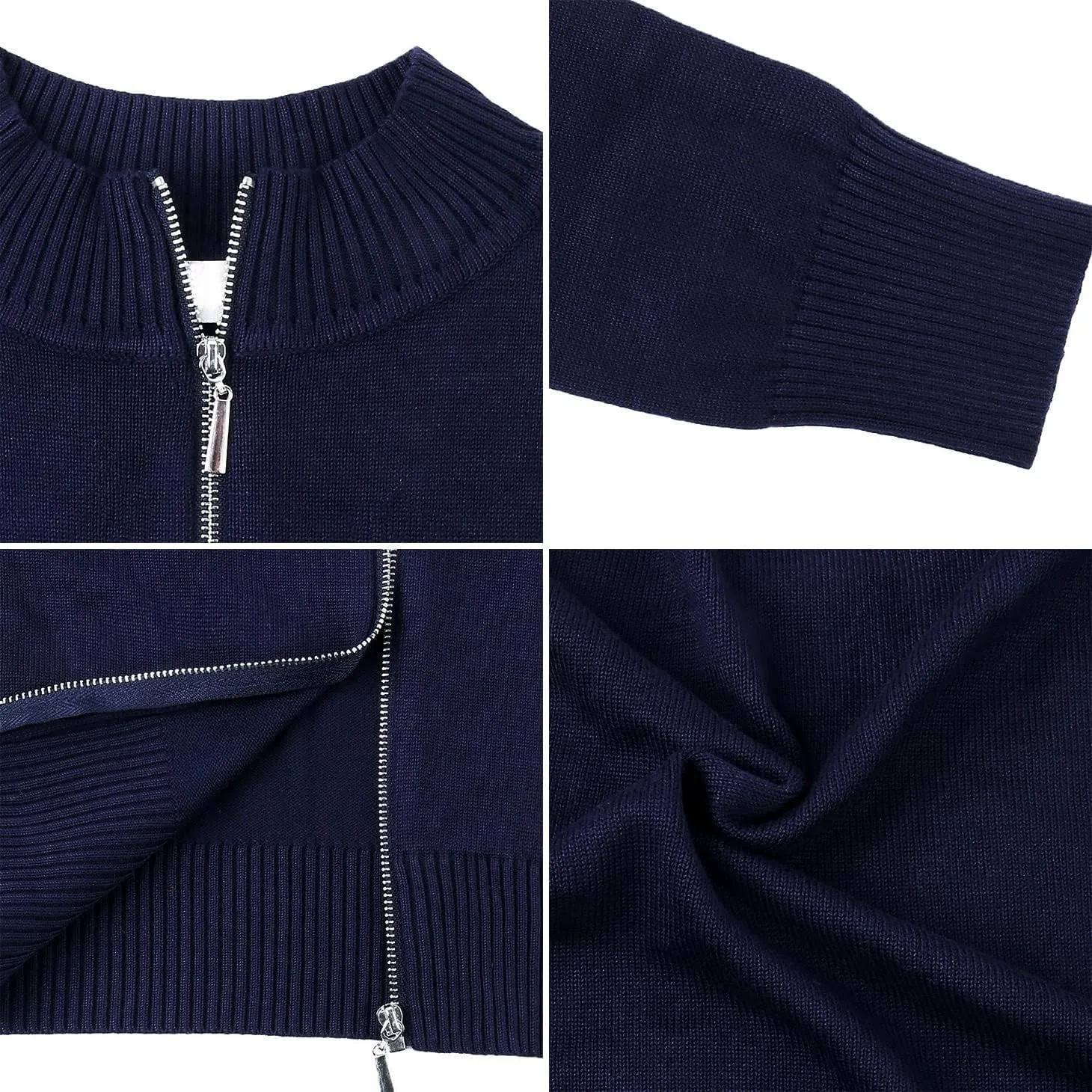 Youngull Zip Front Jacket for Women Casual Lightweight Cardigan Zip Up Sweater Tops Long Sleeve Knitted Sweatshirts