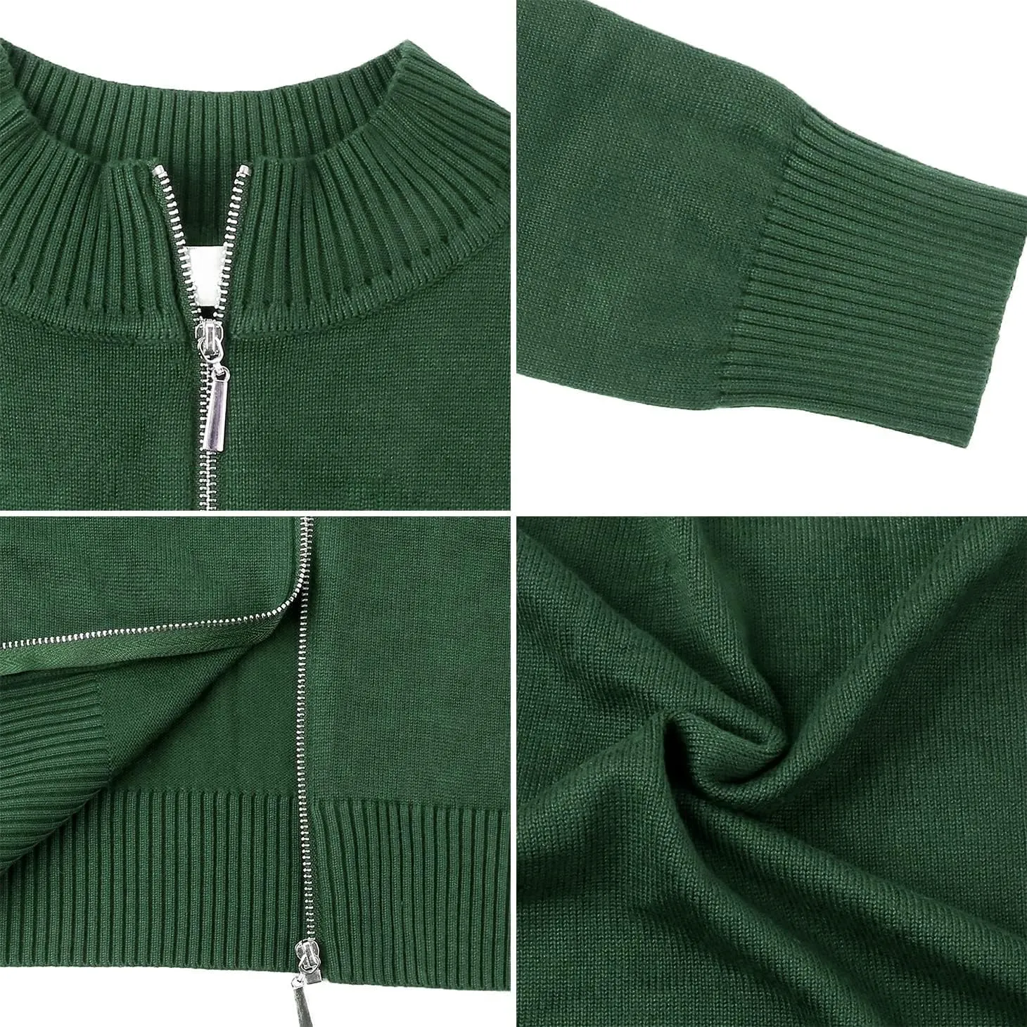 Youngull Zip Front Jacket for Women Casual Lightweight Cardigan Zip Up Sweater Tops Long Sleeve Knitted Sweatshirts