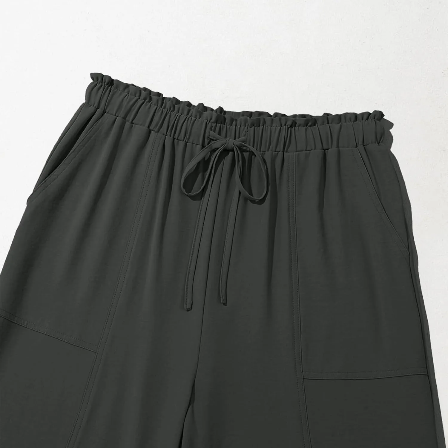 YRAETENM Cotton Linen Wide Leg Pants for Women Summer Boho Wide Leg Palazzo Pants Casual Flowy Beach Trousers with Pockets