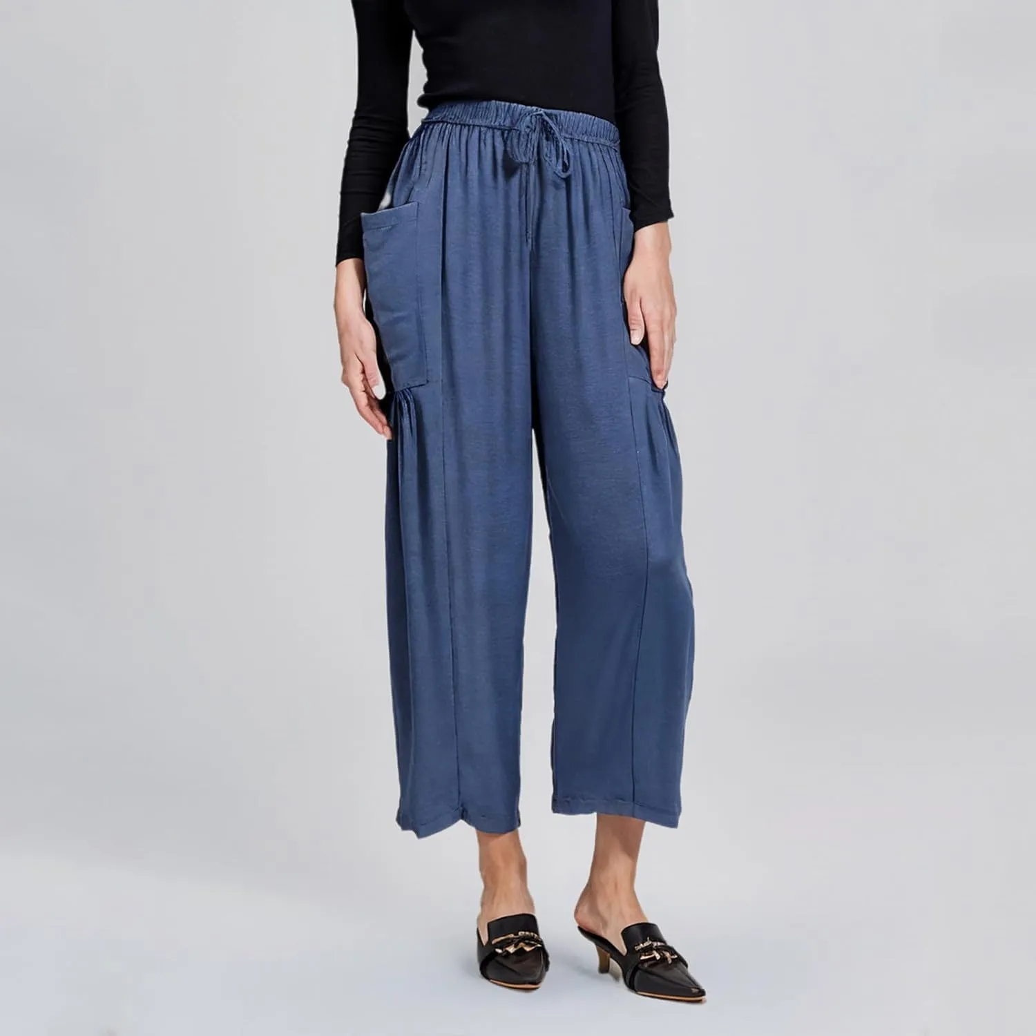 YRAETENM Women Linen Baggy Harem Pants Summer Drawstring High Waist Wide Leg Pants Loose Flowy Casual Palazzo Lounge Trousers