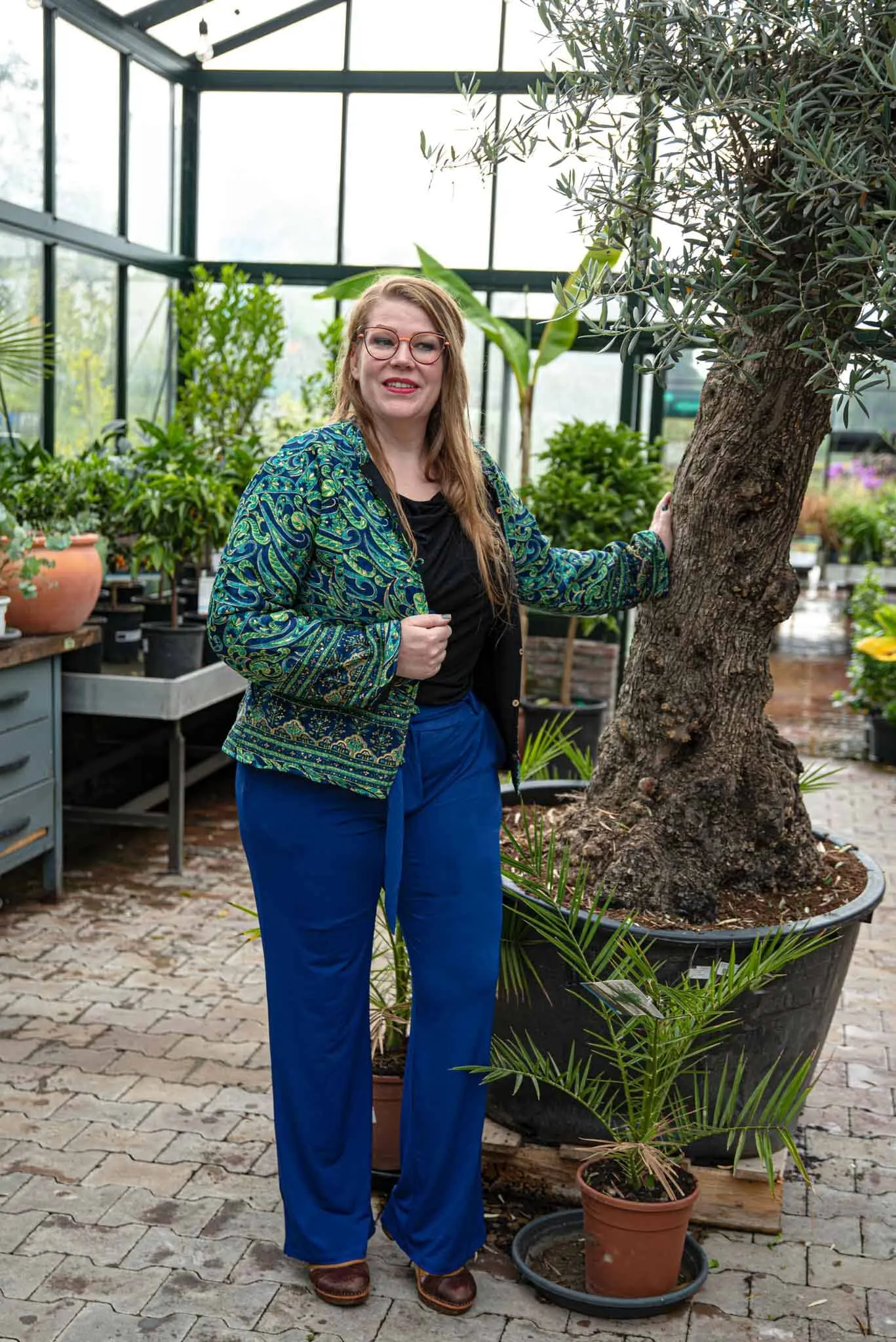 Zijden jacket- gevoerd jasje met fleece- paisley blue green