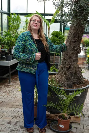 Zijden jacket- gevoerd jasje met fleece- paisley blue green