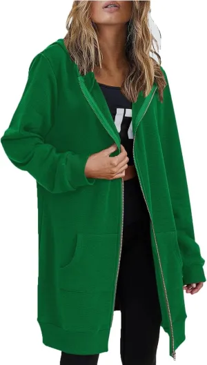 Zip Up Hoodies for Women 2024 Plus Size Long Sleeve Sweatshirts Casual Loose Jackets Coat Fall Clothes with Pockets
