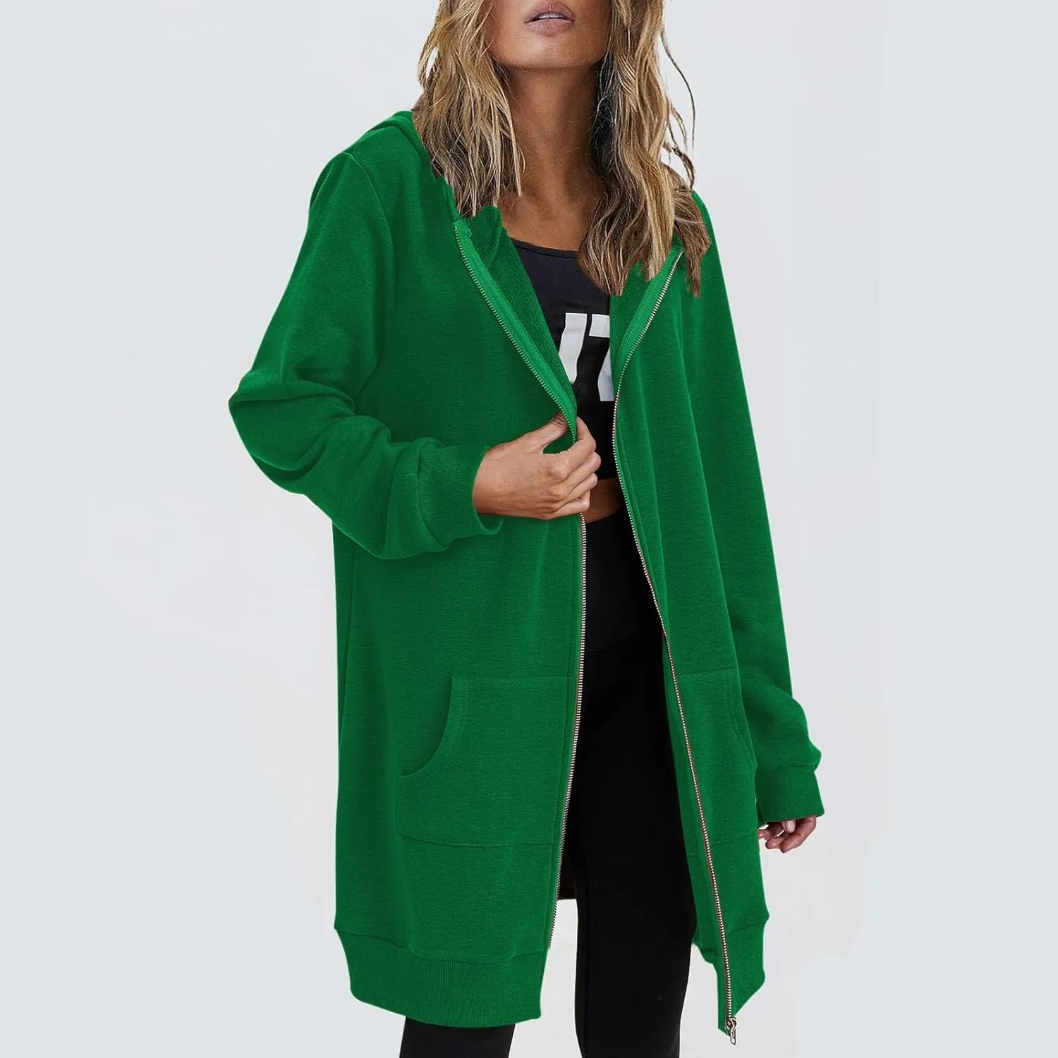 Zip Up Hoodies for Women 2024 Plus Size Long Sleeve Sweatshirts Casual Loose Jackets Coat Fall Clothes with Pockets