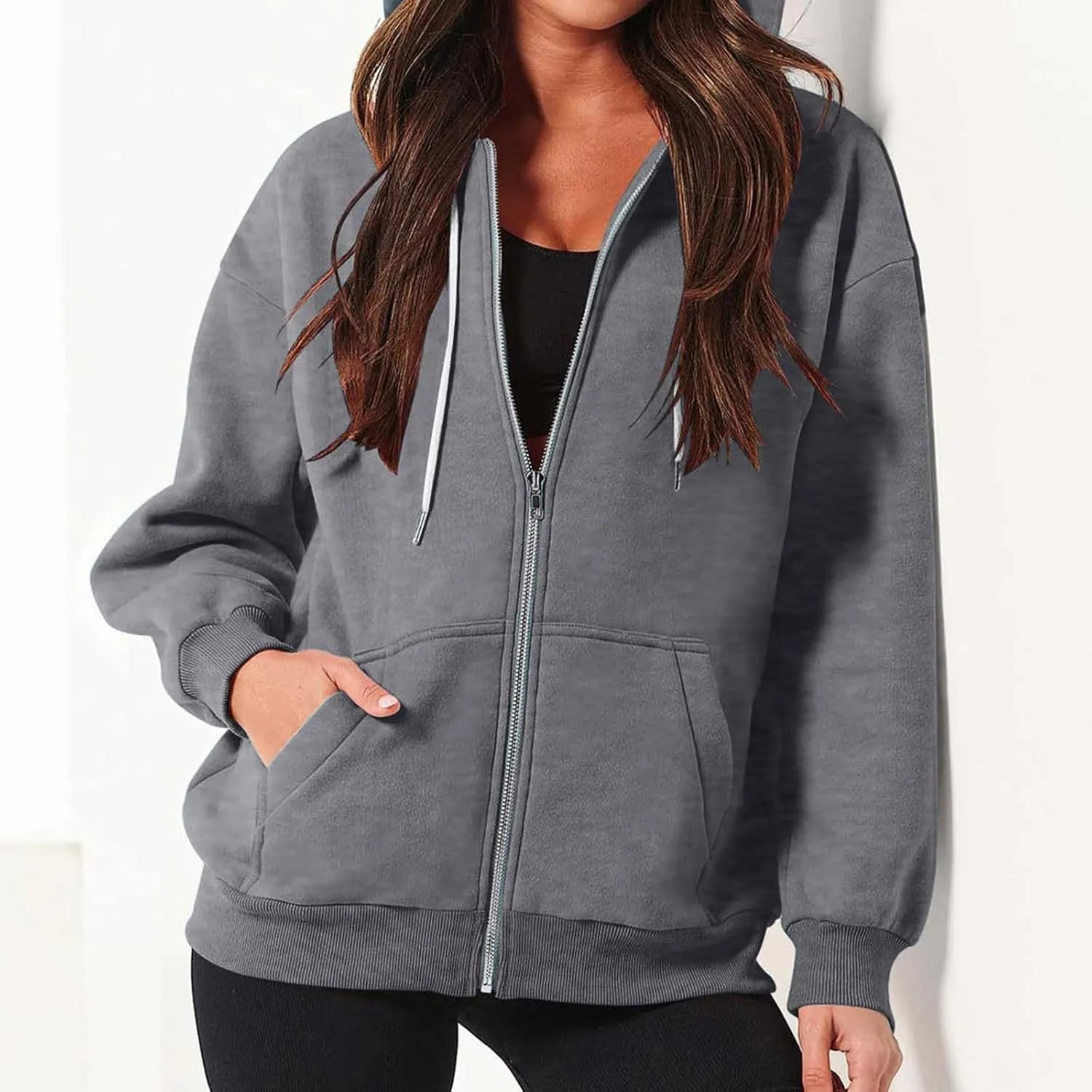 Zip Up Hoodies Women 2023 Fall Fashion Oversized Sweatshirt Y2k Sweaters Pullover Cute Teen Girl Jacket Trendy Winter Clothes