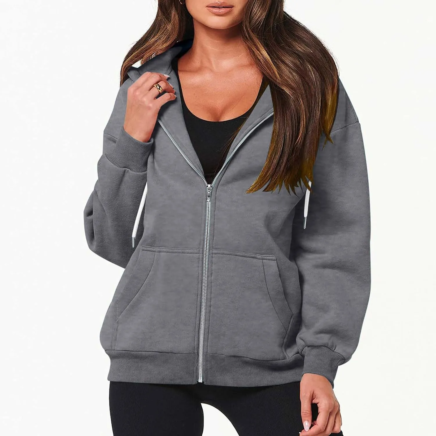 Zip Up Hoodies Women 2023 Fall Fashion Oversized Sweatshirt Y2k Sweaters Pullover Cute Teen Girl Jacket Trendy Winter Clothes
