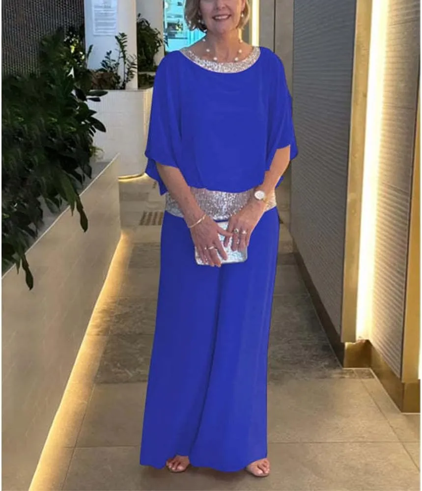 ZOCANIA Wedding Guest Pants Outfit for Women Chiffon Two Piece Set Semi Formal Pants Suits Cocktail Pantsuits Wedding Elegant